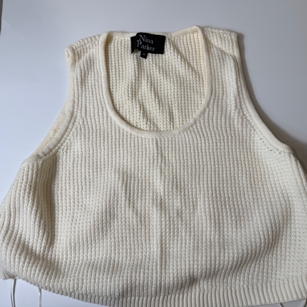 Cream Crochet Crop Tank Top
